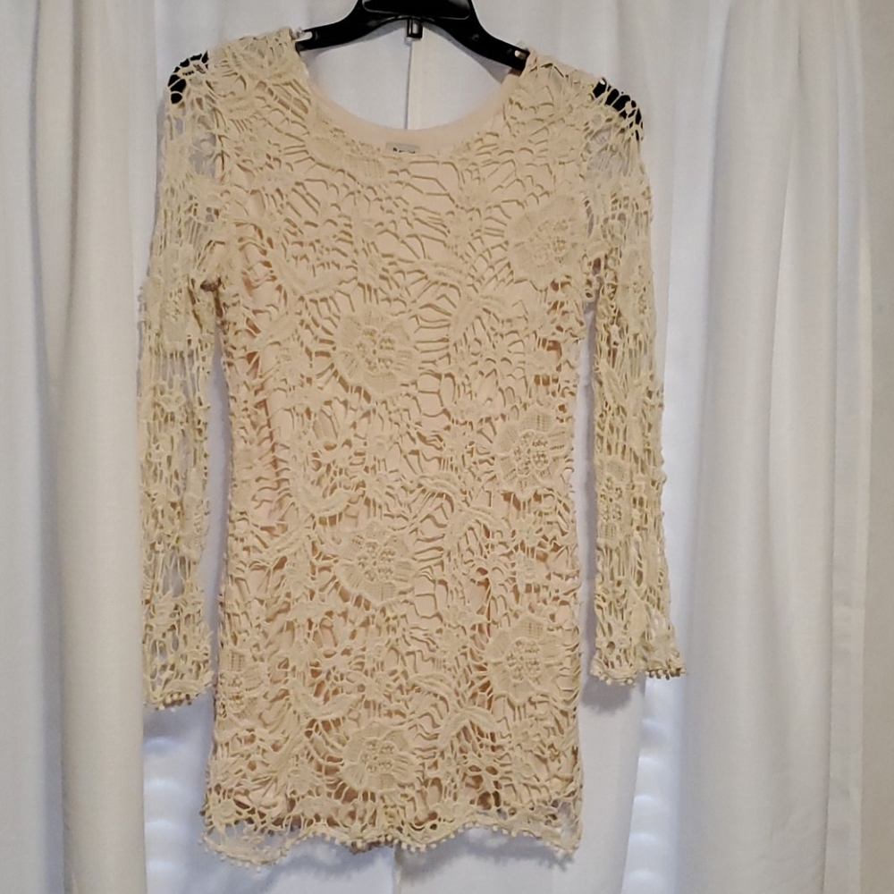 Cream Lace Mini Dress